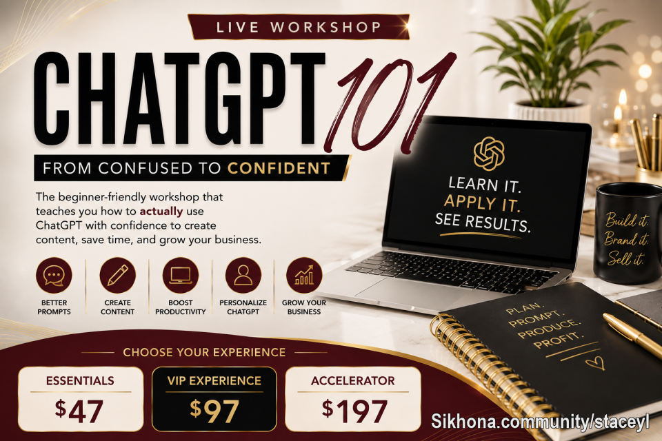 If you’ve been using ChatGPT but still feel like you’re guessing your way through it, **check out my ChatGPT 101 workshop and learn how to go from confused to confident! 
https://thekreativecorner.com/item/chatgpt-101-workshop/